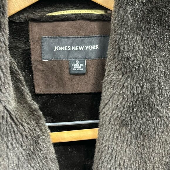 Jones New York Women’s Brown Soft Suede Leather Faux Fur Winter Coat Jacket S - Picture 10 of 16